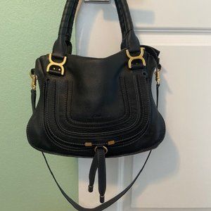 Chloe ‘Medium Marcie’ Leather Satchel, Black, Reta